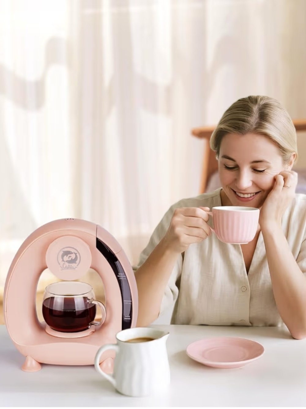 Single-Serve Coffee Maker - Compact Home Brewer-Pink New - Picture 2 of 10
